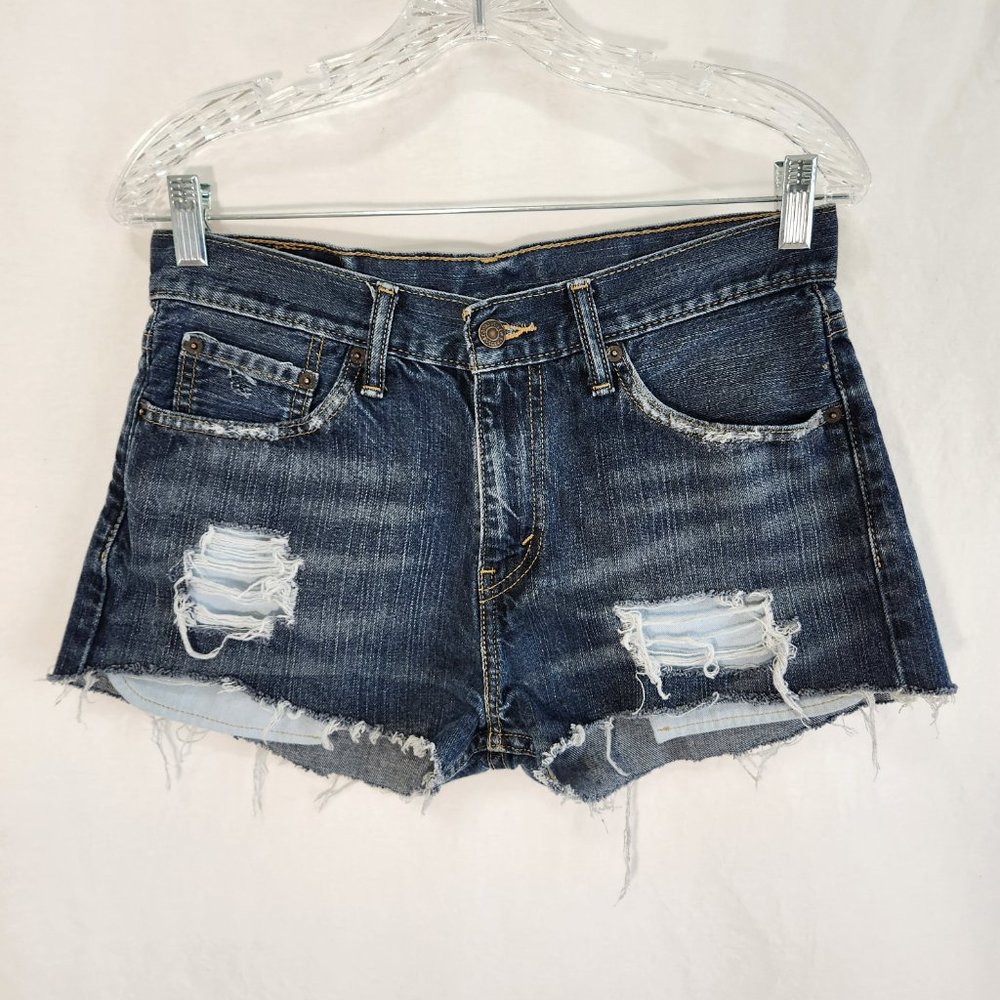 LEVI'S 508 Jeans Shorts High Rise Distressed Size W30 L30 100% Cotton LIKE NEW! - Picture 3 of 16